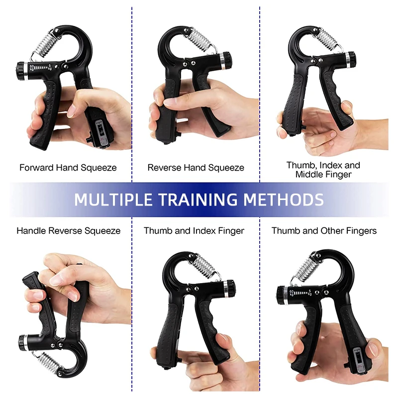Hand gripper and strengthener with counter
