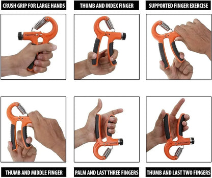 Hand gripper and strengthener without counter